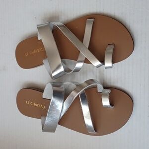 4/$40 New Silver Leather Sandals - Size 37 (US 6.5)